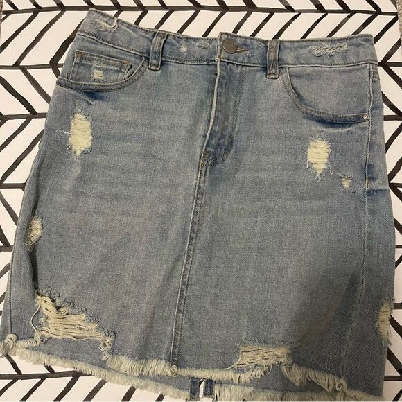 Refuge Distressed Denim Mini Skirt Size S - Picture 1 of 3
